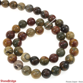 Picasso Jasper - Round Strand 15" - 8mm    from Stonebridge Imports