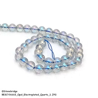 Clear Quartz Bead Strand 15" - 6mm Blue Electroplated (Enhanced) from Stonebridge Imports