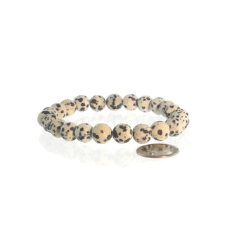 Dalmatian Jasper Matte Round Bracelet - 8mm from Stonebridge Imports