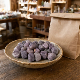 Lepidolite Tumbled Stone 'B' (India) - 1lb bag from Stonebridge Imports