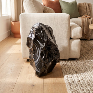 Obsidian Black Boulder Cut-Base U#74 - 17" from Stonebridge Imports