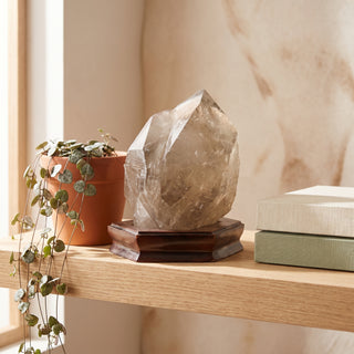 Smoky Quartz Point On Wood Base U#06 - 8 1/2" from Stonebridge Imports