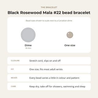Mala Bracelet "Black Rosewood & Charm" #22 from Stonebridge Imports