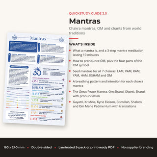 What's inside the Mantras QuickStudy Guide: Chakra mantras, OM and chants from world traditions