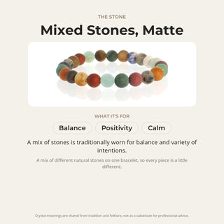 Mix Stones Matte Round Bracelet - 8mm from Stonebridge Imports
