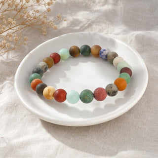Mix Stones Matte Round Bracelet - 8mm from Stonebridge Imports