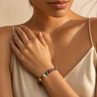 Mix Stones Matte Round Bracelet - 8mm from Stonebridge Imports