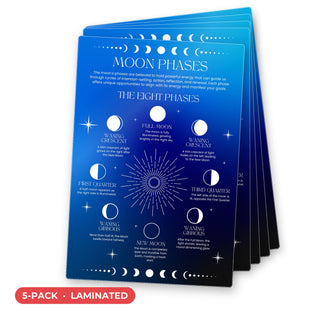 Moon Phases QuickStudy Guide laminated 5-pack, double-sided 160 x 240 mm