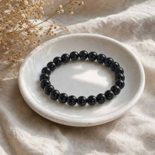 Rainbow Obsidian bead bracelet, lifestyle photo