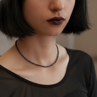 Black Obsidian Bead Necklace - 2-3mm from Stonebridge Imports