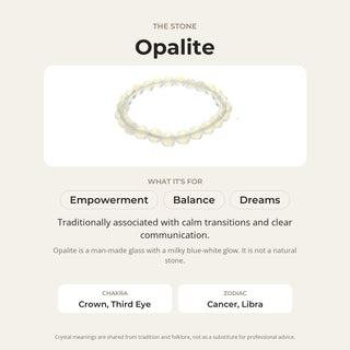 Opalite stone card: what it is traditionally associated with, chakra and zodiac