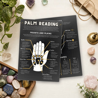 Palm Reading QuickStudy Guide front and back on a shop counter