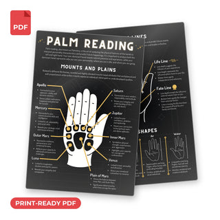 Palm Reading QuickStudy Guide print-ready PDF, front and back