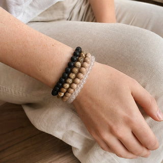 Picture Jasper bead bracelet stacked with other bead bracelets on the wrist