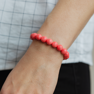 Pink Coral Bead Bracelet (Enhanced) from Stonebridge Imports