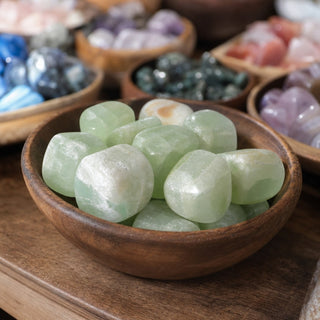 Pistachio Green Calcite Tumbled Stones from Stonebridge Imports