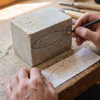 Intermediate Carving Kit - drawing a template on a soapstone block