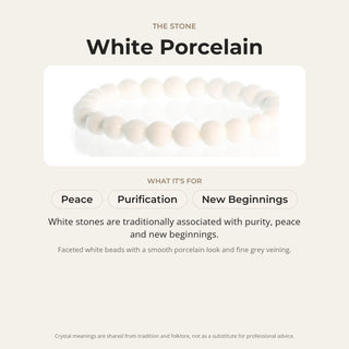 Porcelain White Faceted Round Bracelet - 8mm from Stonebridge Imports