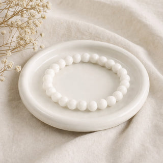 Porcelain White Faceted Round Bracelet - 8mm from Stonebridge Imports
