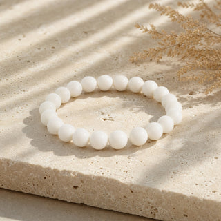 Porcelain White Faceted Round Bracelet - 8mm from Stonebridge Imports