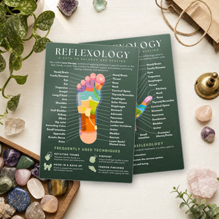 Reflexology QuickStudy Guide front and back on a shop counter