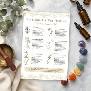 Reiki QuickStudy Guide laid out with crystals and props