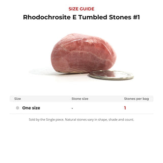 Rhodochrosite E Tumbled Stones #1 size guide: stone size and number of stones per bag