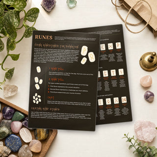Runes QuickStudy Guide front and back on a shop counter