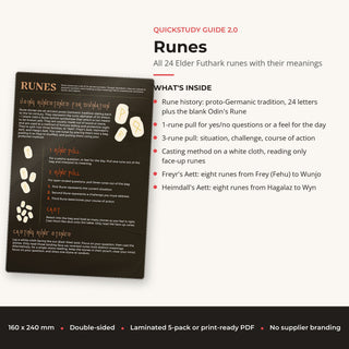 What's inside the Runes QuickStudy Guide: All 24 Elder Futhark runes with their meanings