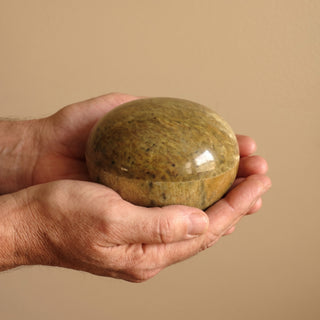 Round Trinket Box 4" - held in one hand for scale