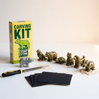 Beginner Animal Carving Kit - the six finished animals