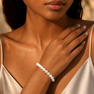 Shell White Round Bracelet - 8mm from Stonebridge Imports