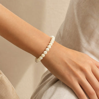 Shell White Round Bracelet - 8mm from Stonebridge Imports