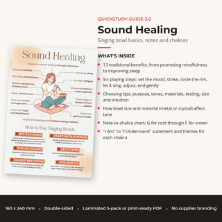 What's inside the Sound Healing QuickStudy Guide: Singing bowl basics, notes and chakras