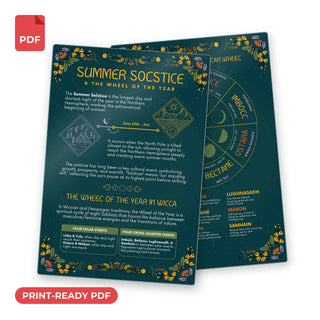 Summer Solstice & the Wheel of the Year QuickStudy Guide print-ready PDF, front and back
