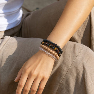 Tiger Eye Mix Round Bracelet - 10mm from Stonebridge Imports