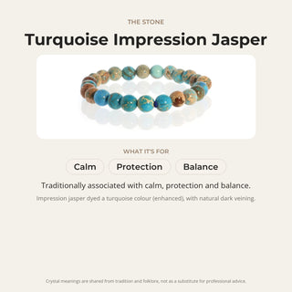 Turquoise Impression Jasper Round Bracelet - 8mm (Enhanced) from Stonebridge Imports