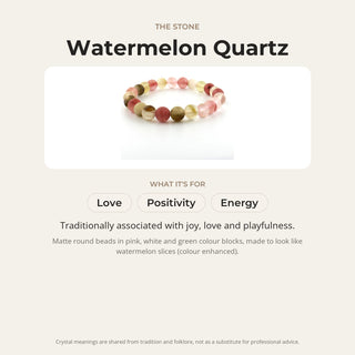 Watermelon Quartz Matte Round Bracelet - 8mm from Stonebridge Imports