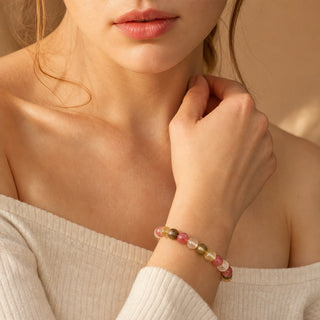 Watermelon Quartz Matte Round Bracelet - 8mm from Stonebridge Imports