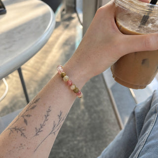 Watermelon Quartz Matte Round Bracelet - 8mm from Stonebridge Imports