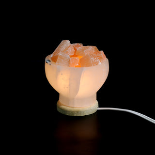 Selenite Lamp Bowl with Orange Chips - 6"    from Stonebridge Imports