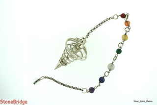 Metal Pendulum - Silver Spiral Point with Chakra    from Stonebridge Imports