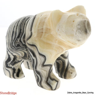 Zebra Aragonite Bear Carving - 2 3/4" to 3 1/4"    from Stonebridge Imports