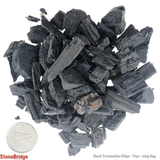 Black Tourmaline Chips - Tiny 100g Bag    from Stonebridge Imports