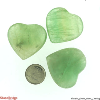 Fluorite Green Heart Carving # 1 - 1" to 1 1/2"    from Stonebridge Imports