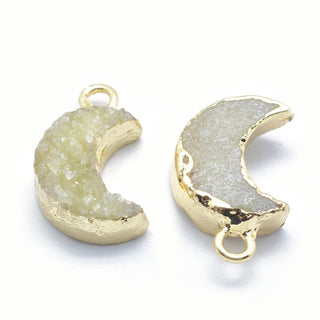 Natural Quartz Golden Brass Wrapped Moon Pendants    from Stonebridge Imports