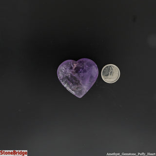 Amethyst Crystal Puffy Heart #1 35mm 1" to 1 1/2"    from Stonebridge Imports