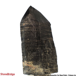 Black Tourmaline & Hematite Cut Base, Polished Point U#11    from Stonebridge Imports