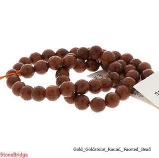 Goldstone Faceted - Round Strand 15" - 8mm    from Stonebridge Imports
