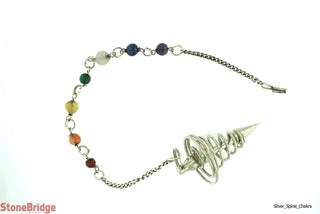 Metal Pendulum - Silver Spiral Point with Chakra    from Stonebridge Imports